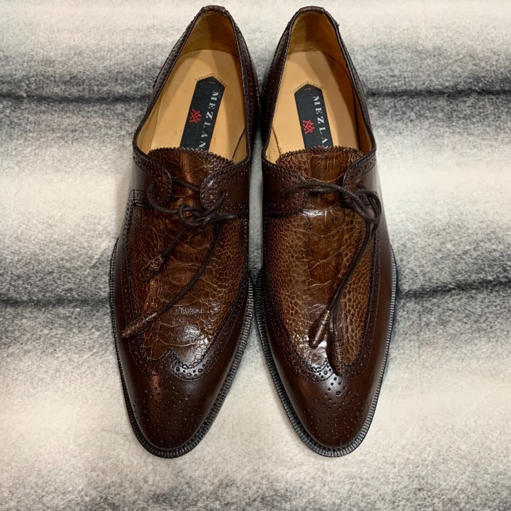 Mezlan-Albano Brown/Rugger Ostrich Wing Tip